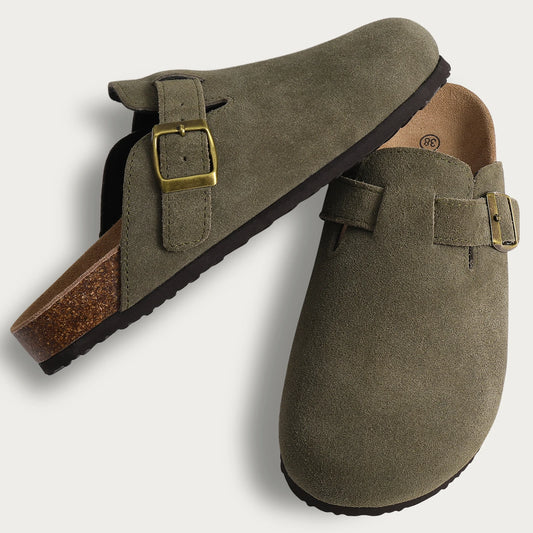 Genuine Suede Cork Clogs by Stompies